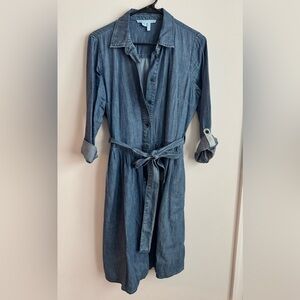 Draper James Chambray Denim Shirt Dress | Belted Button Down Workwear Dress Size